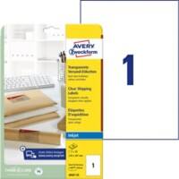 AVERY Zweckform Abziehhilfe QuickPEEL Versandetiketten J8567-25 Selbsthaftend DIN A4 Transparent 210 x 297 mm 25 Blatt à 1 Etiketten