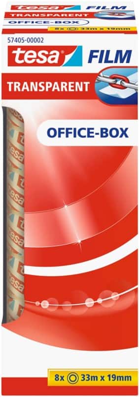 tesa Klebeband tesafilm Office-Box 57405 Transparent 19 mm (B) x 33 m (L) PP (Polypropylen)  8 Rollen