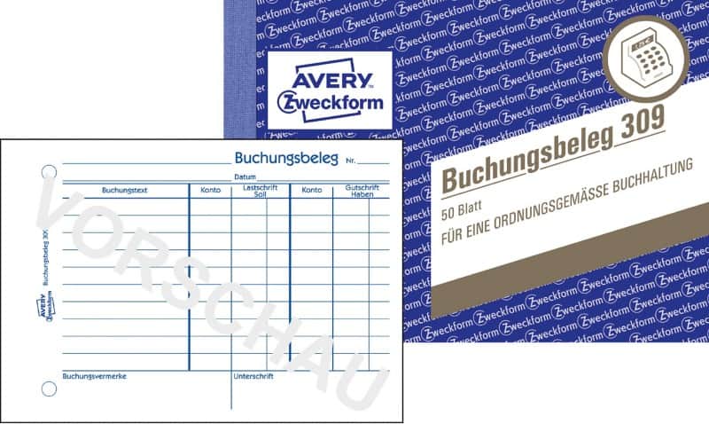 AVERY Zweckform Buchungsbeleg 309 DIN A6 quer Perforiert N/A 50 Blatt