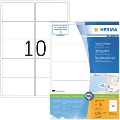 HERMA Premium Adressetiketten 4268 Weiß DIN A4 99,1 x 57 mm 100 Blatt à 10 Etiketten