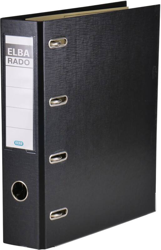 ELBA Rado Plast Doppelordner Breit DIN A5 75 mm Schwarz 4 Ringe 100551851 Pappkarton, PP (Polypropylen) Querformat