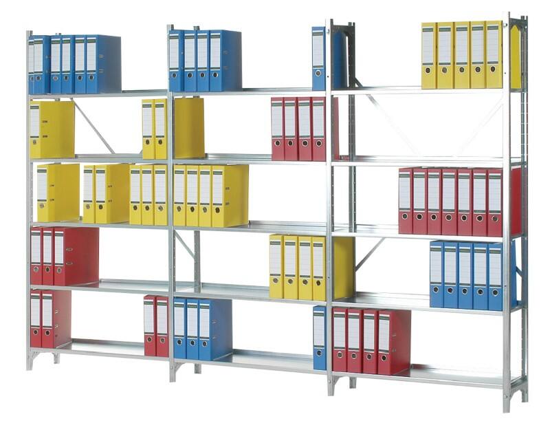 Manuflex Regalsystem 5 Fachböden Stahl 930 x 300 x 1.900 mm Silber