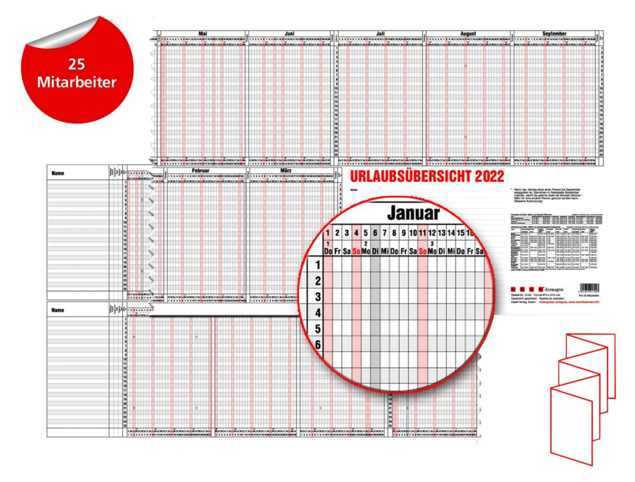 Güss Kalender GmbH Urlaubsplaner Spezial 2027 Quer Weiß 100 x 35 cm