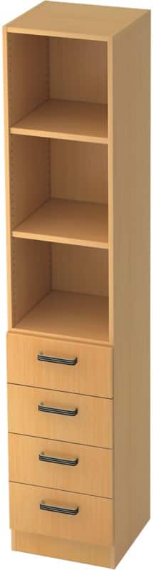 Hammerbacher Future Melaminharzbeschichtete Spanplatte Regalschrank 2 Fachböden 400 x 420 x 2.004 mm Braun Buche