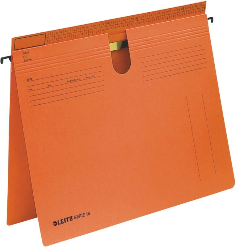 Leitz Series 18 Hängehefter DIN A4 250 g/m² Orange Blauer Engel UZ14b (Recyclingpapier Schreibwaren), Anteil recycelter Pappkarton 100%
