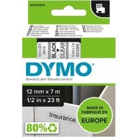 Dymo D1 S0720500 / 45010 Authentic Schriftband Selbstklebend Schwarzer Druck auf Transparent 12 mm x 7m