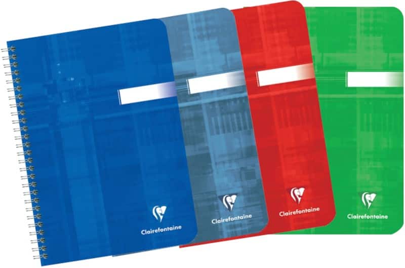 Clairefontaine Notizbuch DIN A5 Kariert Spiralbindung Pappe Farbig sortiert Nicht gelocht 180 Seiten 90 Blatt