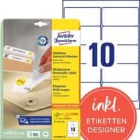 AVERY Zweckform L4744REV-25 Etiketten DIN A4 Weiß 96 x 50,8 mm 30 Blatt à 10 Etiketten