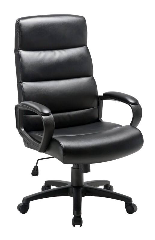 Viking Malaga Chefsessel Wippmechanik Kunstleder Feste Armlehne Höhenverstellbarer Sitz Schwarz 110 kg