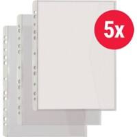 Hetzel Prospekthüllen  DIN A4+ Genarbt Transparent 140 Mikron PVC (Polyvinylchlorid) Öffnung rechts 11 Löcher 5 Stück