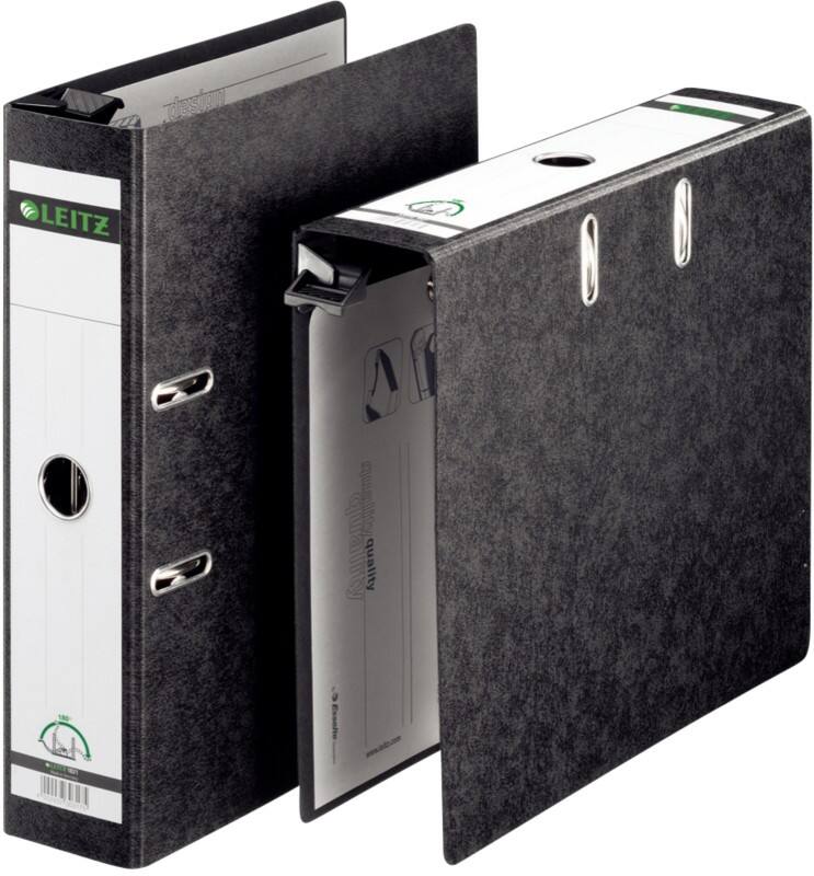 Leitz 180° Ordner Breit DIN A4 80 mm Schwarz 2 Ringe 1821 Hartpappe Wolkenmarmor Hochformat