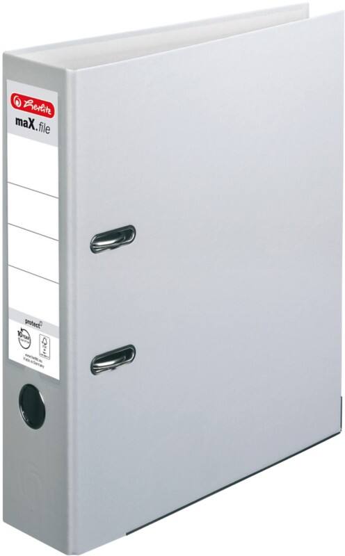 herlitz maX.file protect Ordner Breit DIN A4 80 mm Grau 2 Ringe 5480900 Kunststoff Texturiert Hochformat