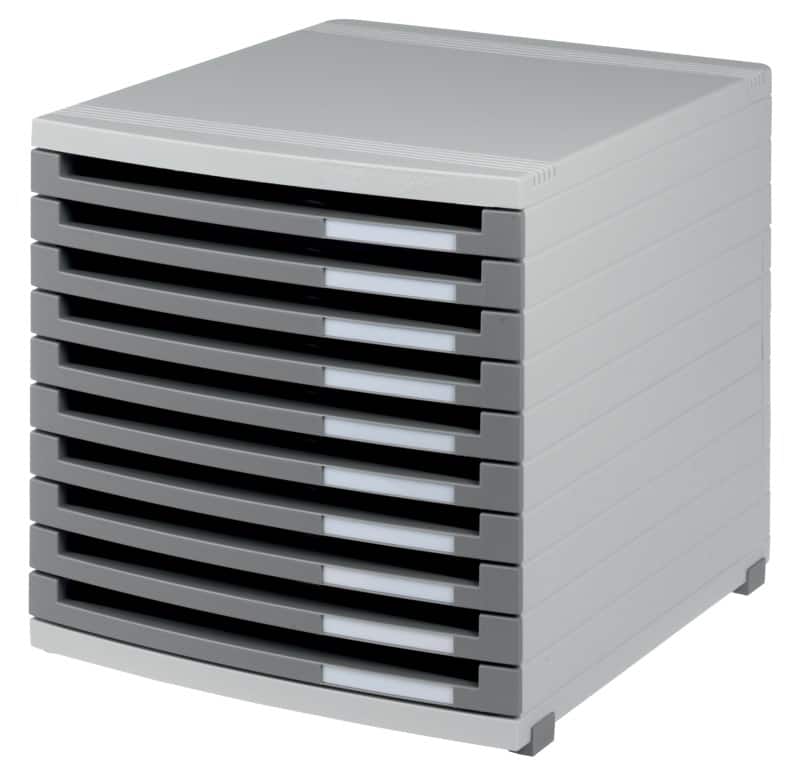 HAN CONTUR Schubladensystem Kunststoff Grau, Hellgrau 10 Schübe 30 x 38,2 x 30,7 cm DIN B4