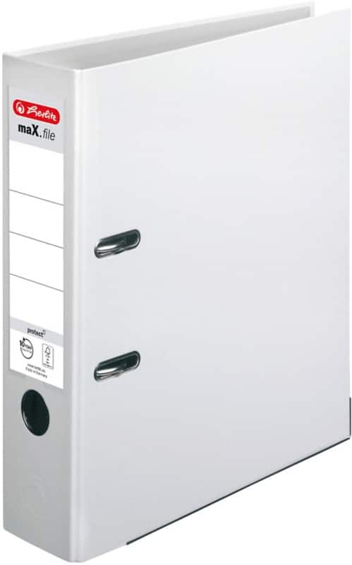 herlitz maX.file protect Ordner Breit DIN A4 80 mm Weiß 2 Ringe 5480710 Kunststoff Texturiert Hochformat