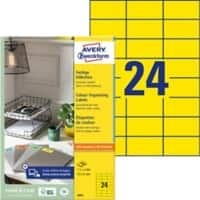 AVERY Zweckform Etiketten 3451 Selbsthaftend DIN A4 Gelb 70 x 37 mm 100 Blatt à 24 Etiketten