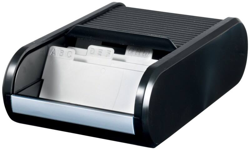 helit Visitenkartenbox H6218095 DIN A8 300 Karten Schwarz 13,6 x 24 x 6,7 cm