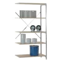 Manuflex Regalsystem 5 Fachböden Holz, Stahl 1.000 x 300 x 2.000 mm Braun, Silber