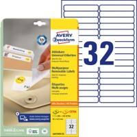 Avery Universaletiketten L6031REV-25 Weiß 9,6 x 1,69 cm 25 Blatt à 32 Etiketten