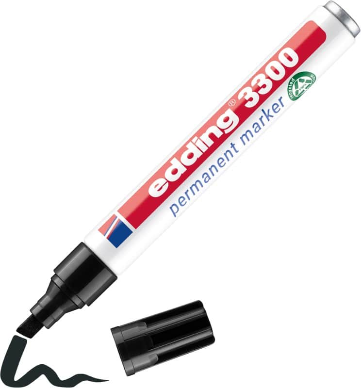 edding 3300 Permanentmarker 100% Recycelt Breit Keilspitze 1 - 5 mm Schwarz Nachfüllbar Wasserbeständig