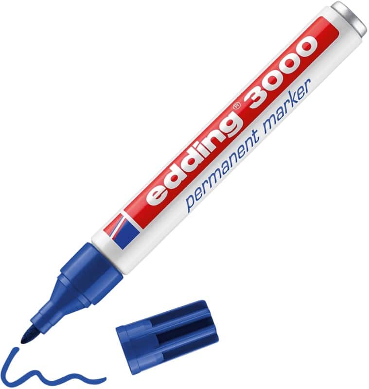 edding 3000 Permanentmarker Mittel Rundspitze 1,5 - 3 mm Blau Nachfüllbar Wasserbeständig