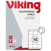 Viking Universaletiketten Selbsthaftend 70 x 50,8mm Weiß 100 Blatt mit 15 Etiketten