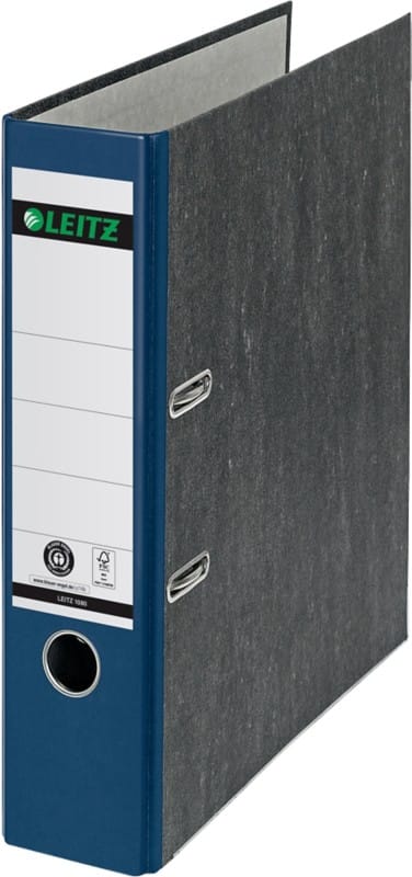 Leitz 180° Breit Ordner DIN A4 82 mm Blau 2 Ringe 1080 Pappkarton Wolkenmarmor Hochformat Recycled