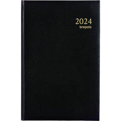 Brepols Buchkalender 2025 Spezial 1 Woche / 2 Seiten Niederländisch, Französisch, Deutsch, Englisch Schwarz