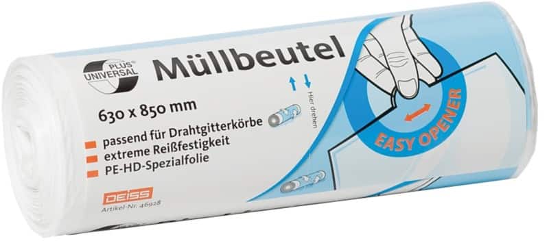 DEISS Universal Plus Leichte Belastung Müllsäcke 80 L  Weiß PE (Polyethylen) 70 Mikron 40 Stück