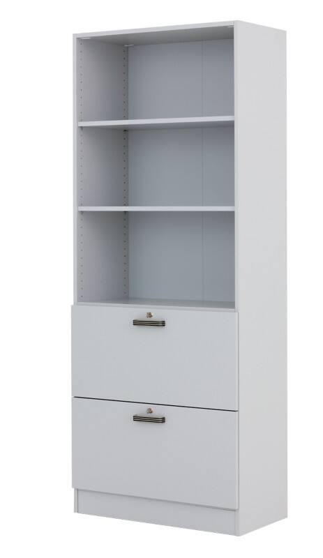 Hammerbacher Melaminharzbeschichtete Spanplatte Regalschrank 2 Fachböden 800 x 420 x 2.004 mm Grau
