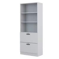 Hammerbacher Melaminharzbeschichtete Spanplatte Regalschrank 2 Fachböden 800 x 420 x 2.004 mm Grau