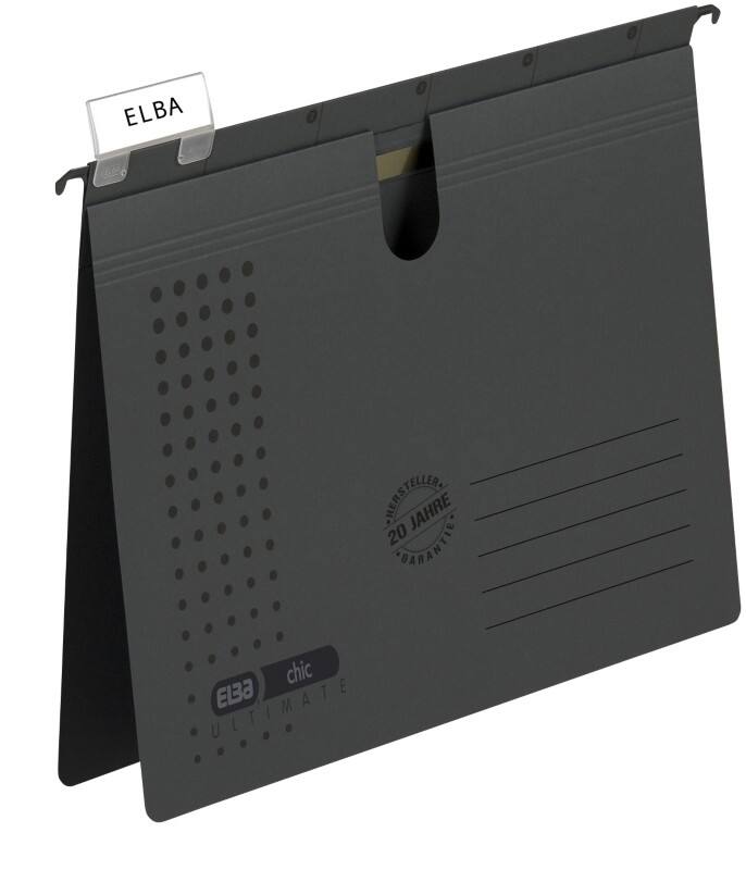 ELBA chic ULTIMATE Hängemappen DIN A4 V-Boden Anthrazit Blauer Engel UZ56 (Recyclingkarton Schreibwaren) 5 Stück