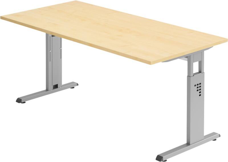Hammerbacher Matrix Höhenverstellbar Schreibtisch Rechteckig Ahorn Aluminium, Holz, Kunststoff, Spanplatte C-Fuß 1.600 x 800 x 850 mm