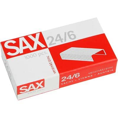 SAX 24/6 Heftklammern 1-246-00 Zink Silber 1000 Stück