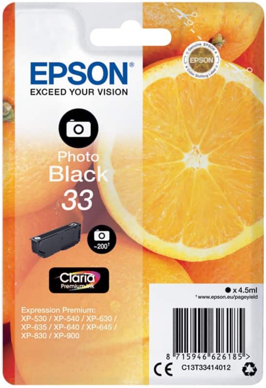 Epson 33 Original Tintenpatrone C13T33414012 Fotoschwarz