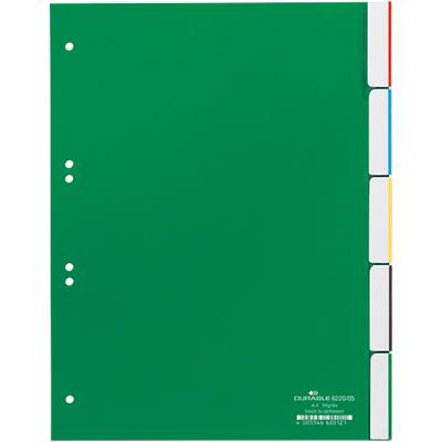 DURABLE Blanko Register DIN A4 Grün 5-teilig PVC (Polyvinylchlorid) Portrait A4 6 Löcher 6220