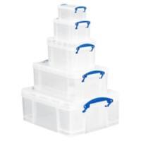 Really Useful Box Aufbewahrungsbox 5in1C32.3 je 1 x 0,7 l, 1,6 l, 3,0 l, 9,0 l, 18,0 L Transparent Kunststoff 5 Stück