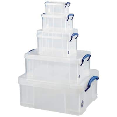 Really Useful Box Aufbewahrungsbox 5in1C32.3 je 1 x 0,7 l, 1,6 l, 3,0 l, 9,0 l, 18,0 L Transparent Kunststoff 5 Stück