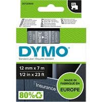 Dymo D1 S0720600 / 45020 Authentic Schriftband Selbstklebend Weißer Druck auf Transparent 12 mm x 7m