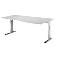Hammerbacher O-Serie VOS Höhenverstellbar Schreibtisch Freiform Grau C-Fuß 1.800 (B) x 1.000 (T) x 850 (H) mm Spanplatte, Stahl