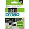 Dymo D1 S0720610 / 45021 Authentic Schriftband Selbstklebend Weißer Druck auf Schwarz 12 mm x 7m