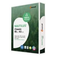 Nautilus Classic DIN A3 Druckerpapier Recycelt 100%, EU Eco label 80 g/m² Milchglas Weiß 500 Blatt