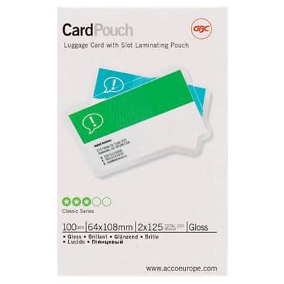 GBC Card Laminierfolien 64 x 108 mm Glänzend 2 x 125 (250) Mikron Transparent 100 Stück