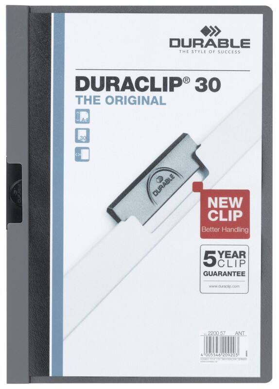 DURABLE Klemmmappe Duraclip DIN A4 Anthrazit