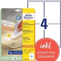 AVERY Zweckform L4733REV-25 Vielzwecketiketten DIN A4 Weiß 99,1 x 139 mm 30 Blatt à 4 Etiketten