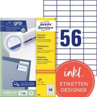 AVERY Zweckform ultragrip Universaletiketten 3668 Selbsthaftend DIN A4 Weiß 52,5 x 21,2 mm 100 Blatt à 56 Etiketten