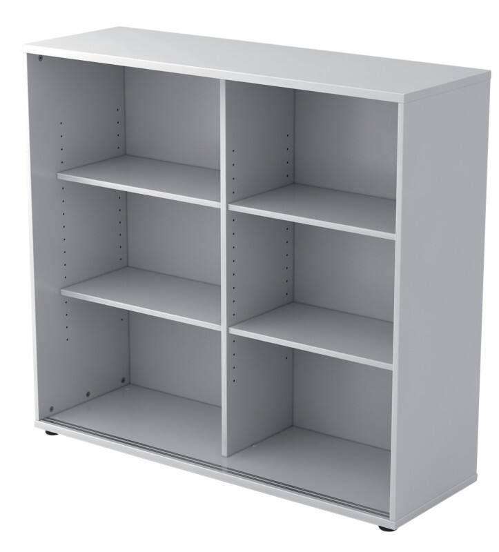 Hammerbacher Schiebetürenschrank Melaminharzbeschichtete Spanplatte 2 Fachböden 1.200 x 400 x 1.100 mm Grau