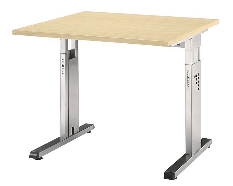 Hammerbacher O-Serie VOS Höhenverstellbar Schreibtisch Quadratisch Ahorn C-Fuß 800 (B) x 800 (T) x 850 (H) mm Spanplatte, Stahl