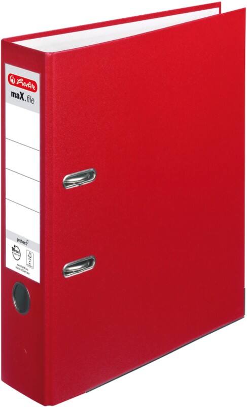 herlitz maX.file protect Ordner Breit DIN A4 80 mm Rot 2 Ringe 5480306 Kunststoff Texturiert Hochformat