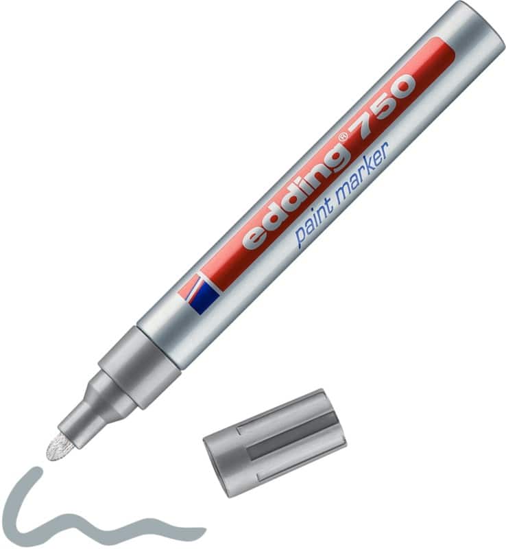 edding 750 Permanent Lackmarker Silber Mittel Rundspitze 2 - 4 mm  Wasserbeständig