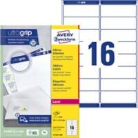 AVERY Zweckform Abziehhilfe QuickPEEL, ultragrip Adressetiketten L7162-100 Ja DIN A4 Weiß 99,1 x 33,9 mm 100 Blatt à 16 Etiketten